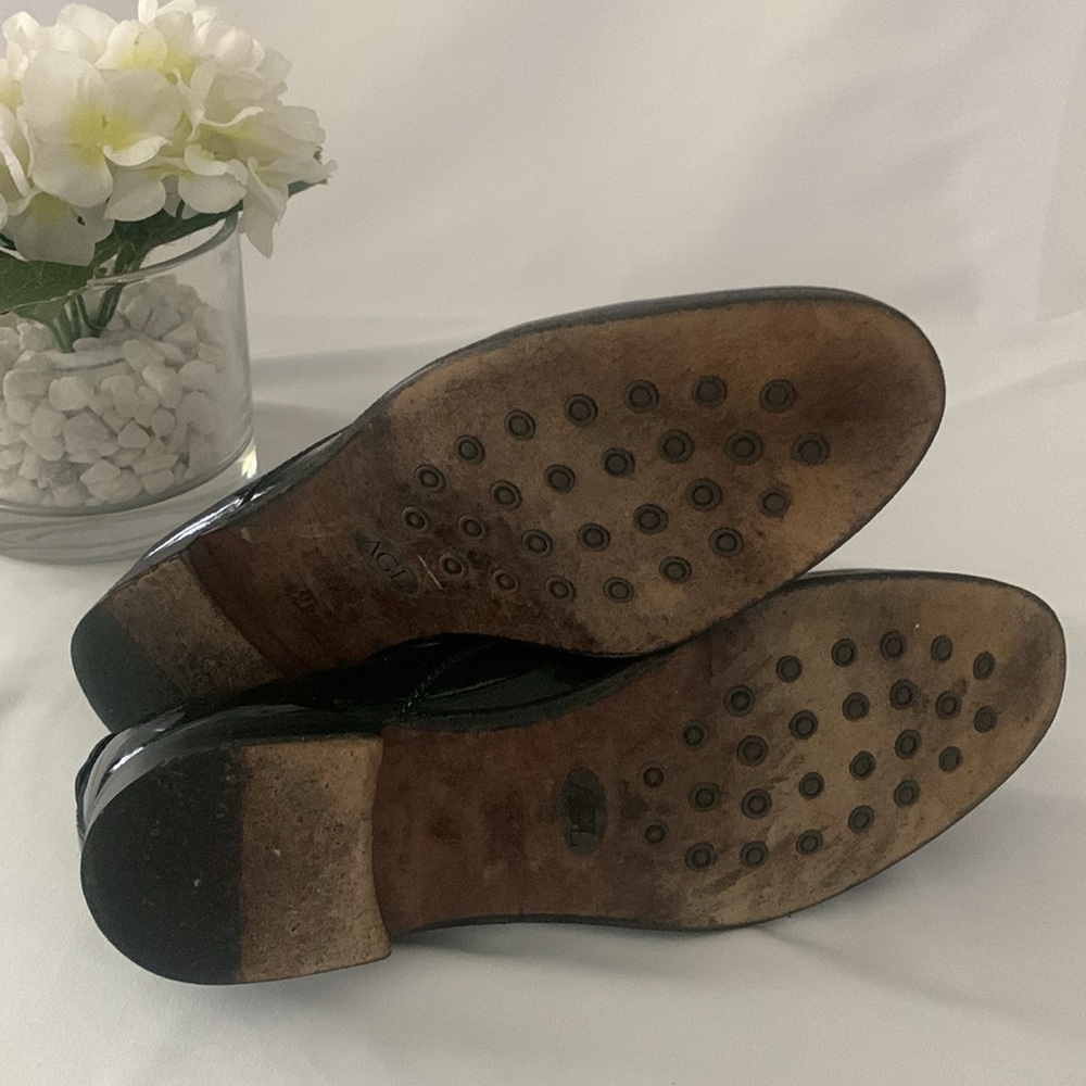 AGL Shiny Patent Leather Lace Up Oxfords Loafers - Picture 12 of 13